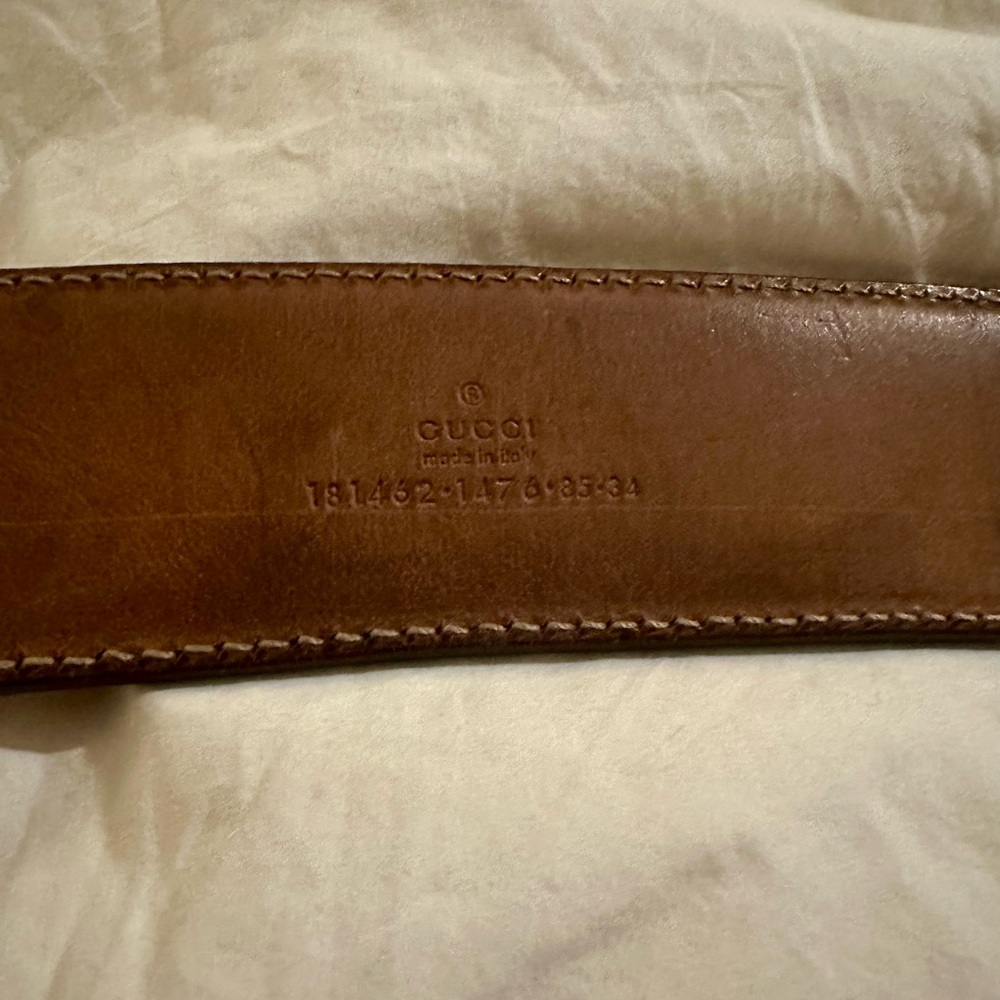 Gucci Bronze Metallic Guccissima Monogram Leather Belt Sz 85/34" Italy Authentic - Picture 4 of 5